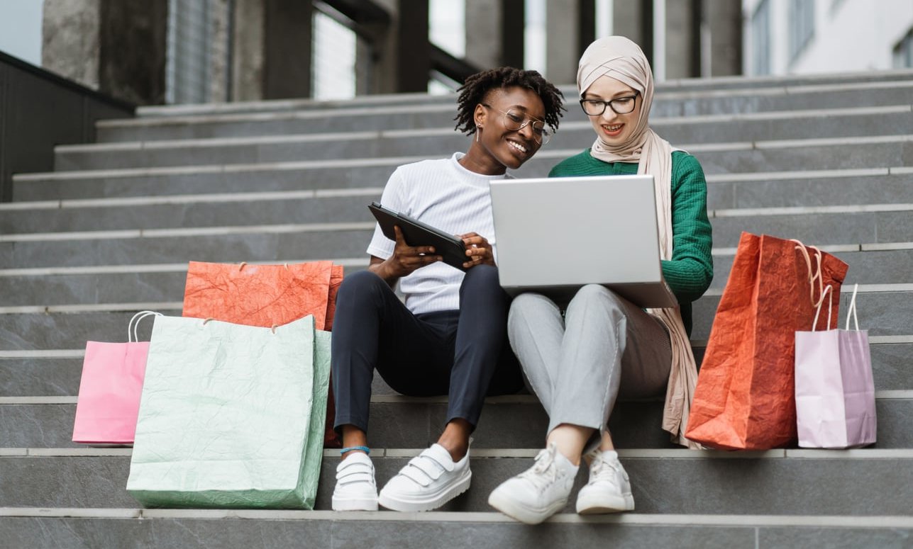 online shopping cart laptop
